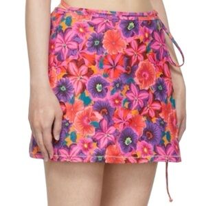 REINA OLGA Pink Behati Cover-Up Skirt Size Various Color Pink Flowers MSRP $159